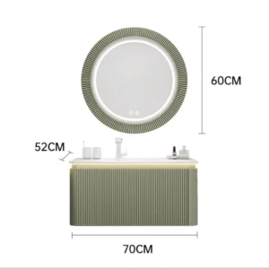 27.6 inches Luxury Smart Bathroom Vanity Set with LED Backlit Mirror – Ceramic Basin