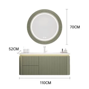 43.3 inches Luxury Smart Bathroom Vanity Set with LED Backlit Mirror – Ceramic Basin