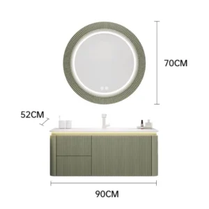35.4 inches Luxury Smart Bathroom Vanity Set with LED Backlit Mirror – Ceramic Basin