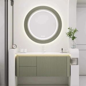 Modern simple round LED wall mounted bathroom cabinet set