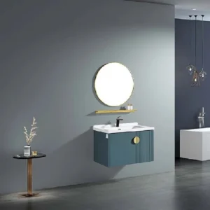 Green Designer Modern Wall-Mounted Oak Bathroom Vanity