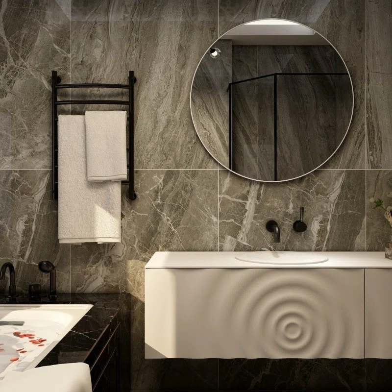 Custom Wall-Mounted Oak Bathroom Vanity Set for Hotel, Resort Solution