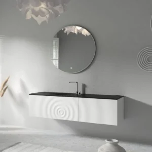 Black Top Custom Wall-Mounted Oak Bathroom Vanity Set for Hotel, Resort Solution