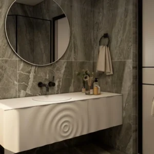 White Custom Wall-Mounted Oak Bathroom Vanity Set for Hotel, Resort Solution