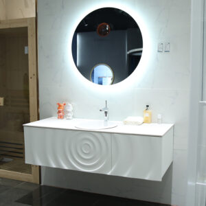 Right Side Custom Wall-Mounted Oak Bathroom Vanity Set for Hotel, Resort Solution