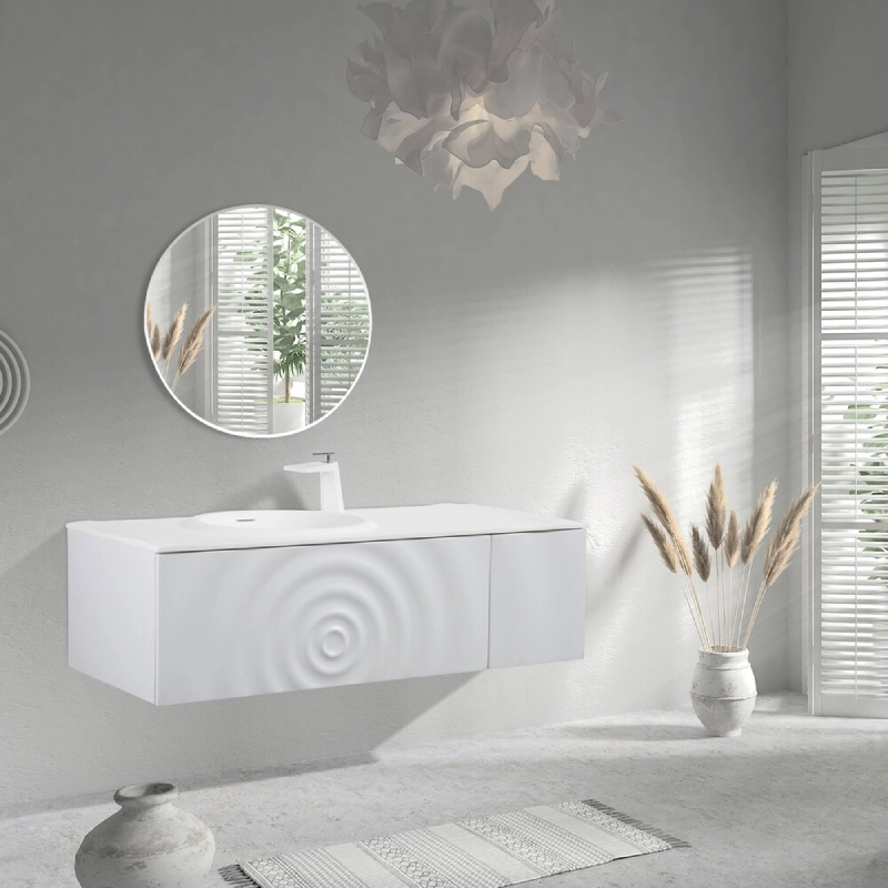 KO16-NW Custom Wall-Mounted Oak Bathroom Vanity Set for Hotel, Resort Solution