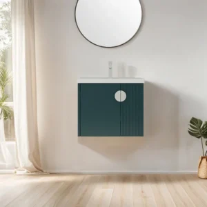 Modern Wall-Mounted Oak Bathroom Vanity Green