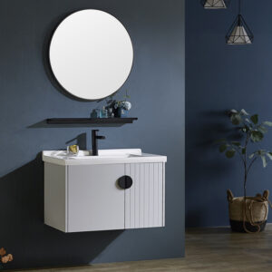 Light Grey Designer Modern Wall-Mounted Oak Bathroom Vanity