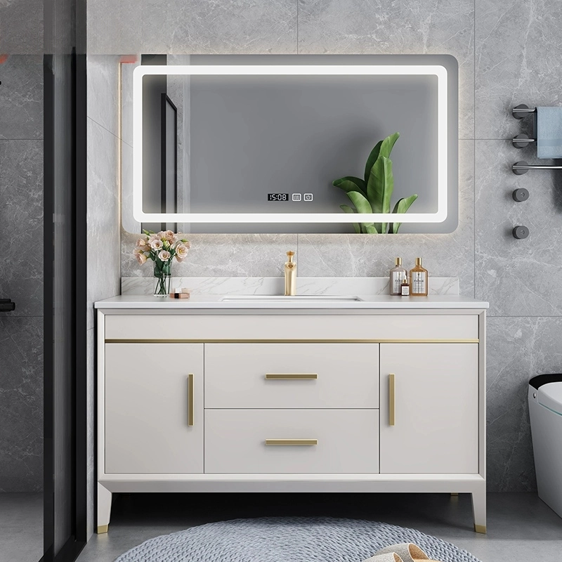 Luxury LED Smart Bathroom Vanity Set with Marble Top - Modern Oak Cabinet & Ceramic