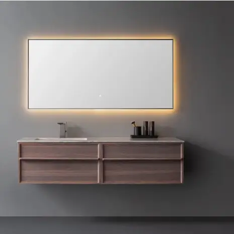 Modern Floating Bathroom Vanity with LED Mirror - Premium Wood Finish & Smart Storage Solution