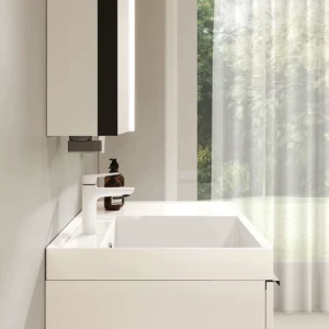 Modern LED Bathroom Vanity Set with Ceramic Sink - Wall-Mounted Storage Solution with Integrated Basin