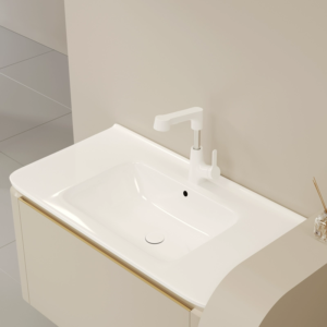 Modern LED Round Mirror Bathroom Vanity Set with Large Storage Space - E1 Grade Solid Wood with Ceramic Basin IPX4