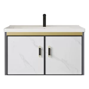 Mirror cabinet bathroom vanity set with white granite countertop