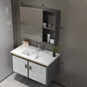 Mirror Cabinet Bathroom Vanity Set with White Granite Top – 100cm Modern Storage Solution
