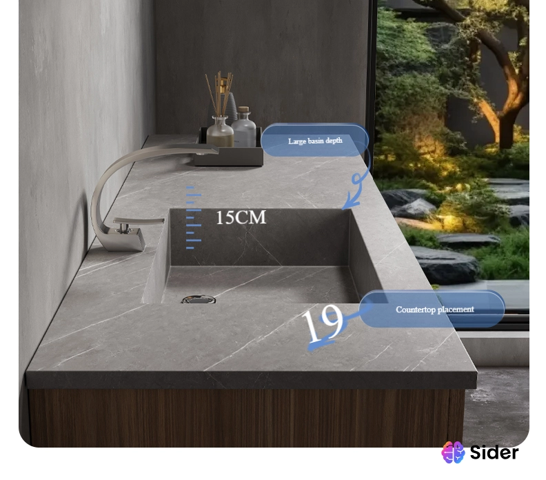 Integrated Rock Slab Design: - Seamless one-piece sink construction - Premium rock slab material - Easy-clean glazed surface - Stain-resistant properties - Natural texture finish