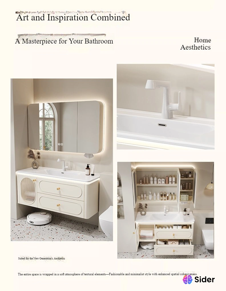 Distinctive arched glass cabinet door Two spacious soft-close drawers