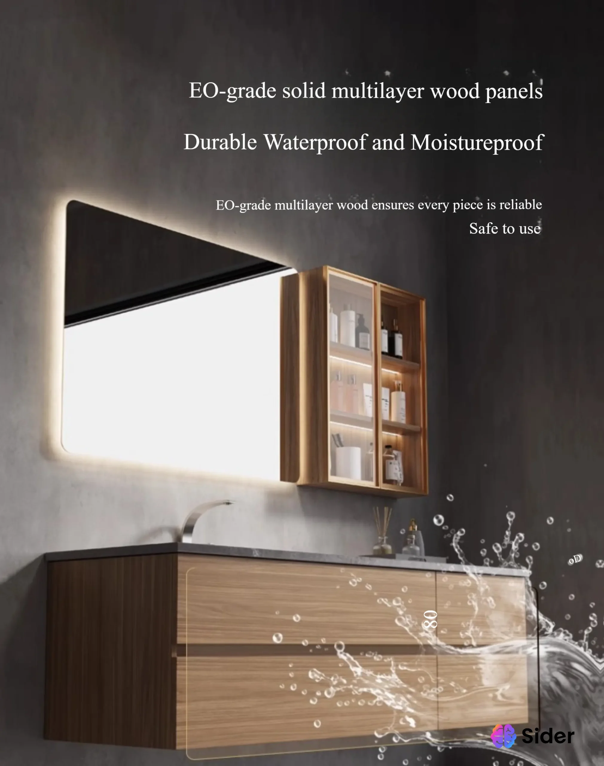 Construction Quality: - E0 grade multi-layer wood - Moisture-resistant materials - No-paint finish - Waterproof construction - Premium hardware fixtures