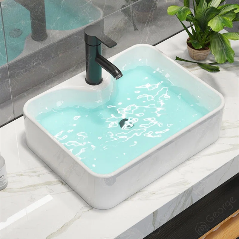 Basin Modern Lacquer-free Board Countertop Ceramic Basin Bathroom Vanity with Drawers and Mirror