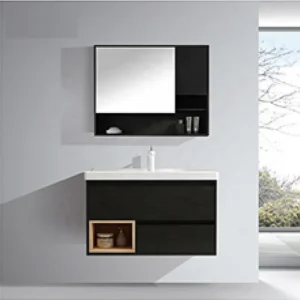 Double Drawers Modern Lacquer-free Board Countertop Ceramic Basin Bathroom Vanity with Drawers and Mirror