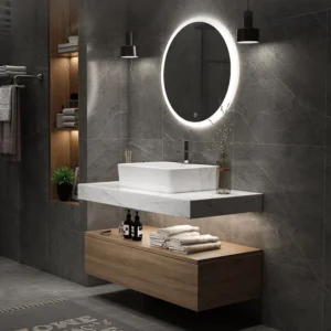 LED Mirror Chic Design Plywood Floating Bathroom Vanity Set