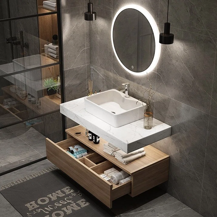 Left Side Chic Design Plywood Floating Bathroom Vanity Set