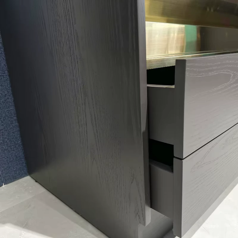 Drawer Detail Custom Design Solid Wood Freestanding Bathroom Vanity with Mirror and Under Ceramic Sink