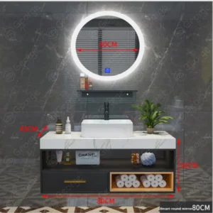 Dimension Sheet Modern Lacquer-free Board Countertop Ceramic Basin Bathroom Vanity with Drawers and Mirror
