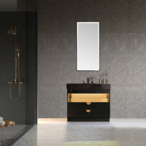 Single Sink Custom Design Solid Wood Freestanding Bathroom Vanity with Mirror and Under Ceramic Sink