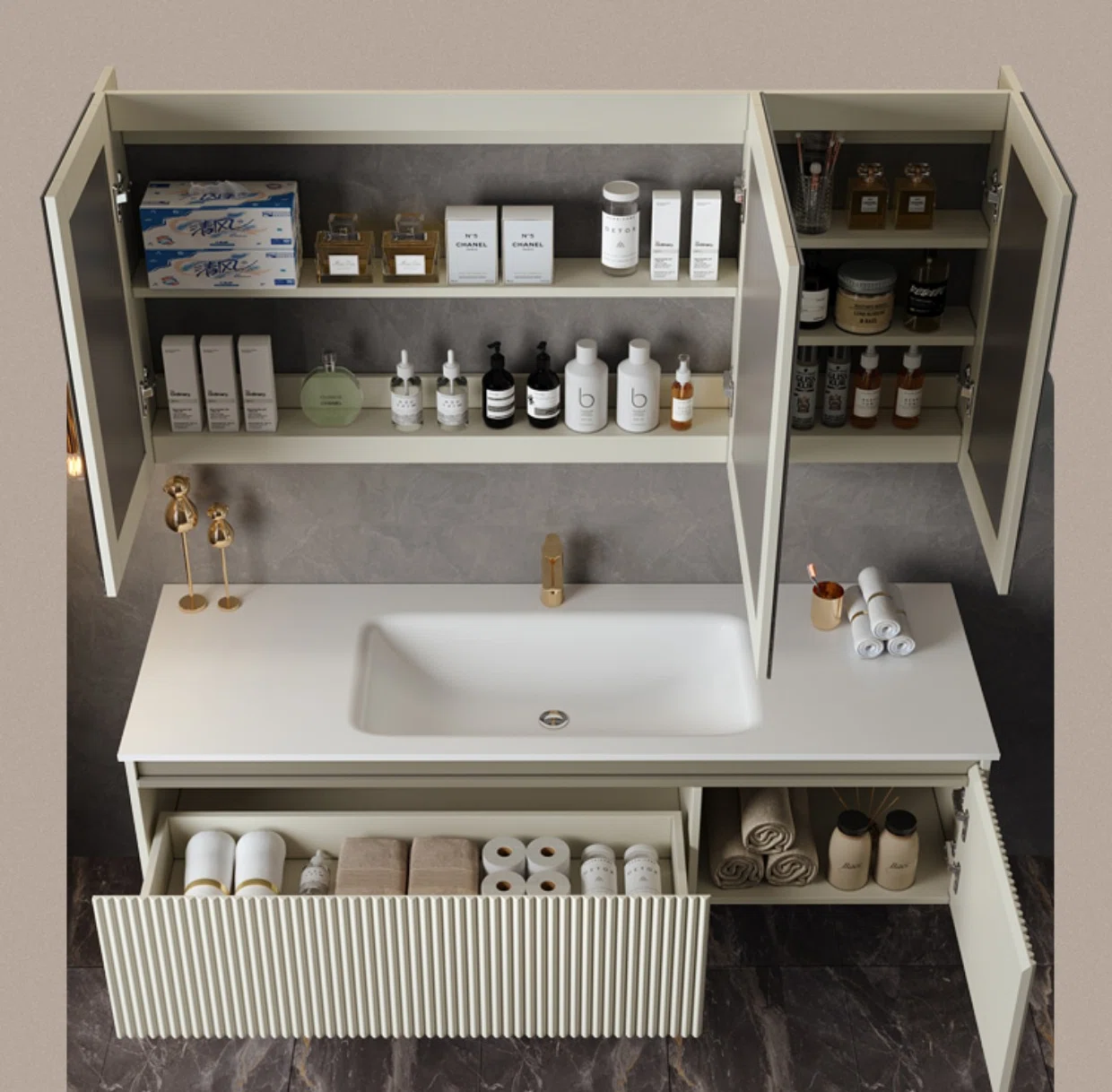 Bathroom cabinet interior display 1