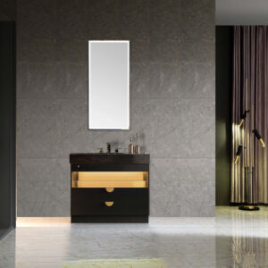80 cm Custom Design Solid Wood Freestanding Bathroom Vanity with Mirror and Under Ceramic Sink