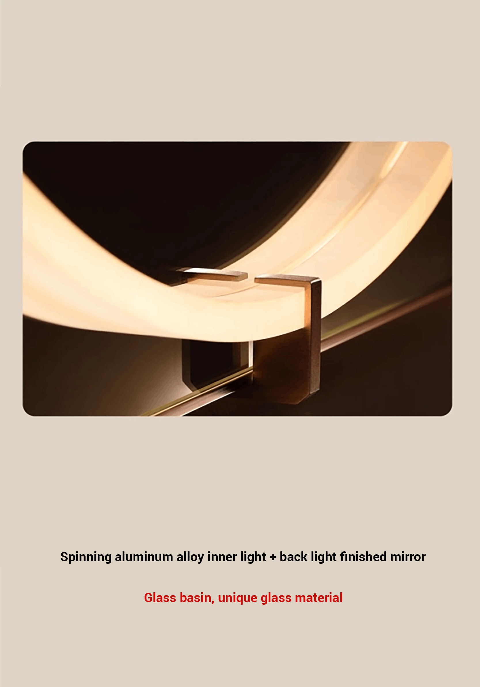 Illumination System: - 3000K warm white LED lighting - Backlit glass panels - Aluminum internal lighting structure - Dynamic light reflection effects - Energy-efficient LED technology