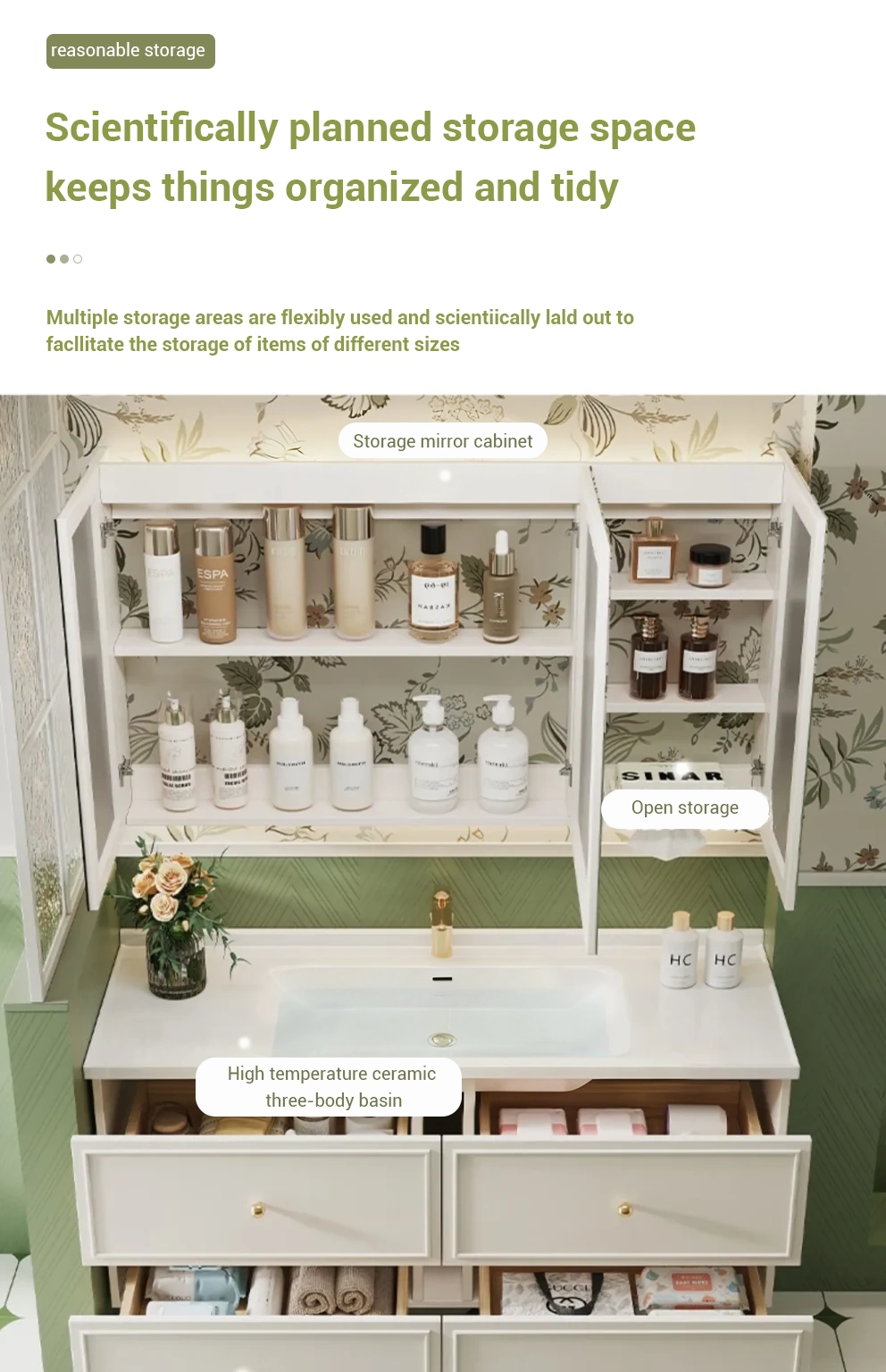 Scientifically plannedstorage space keepsthings organized and tidy