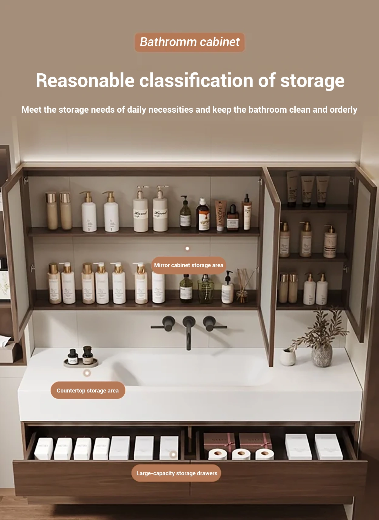 Meet your daily storage needs and keep your bathroom clean and organized.