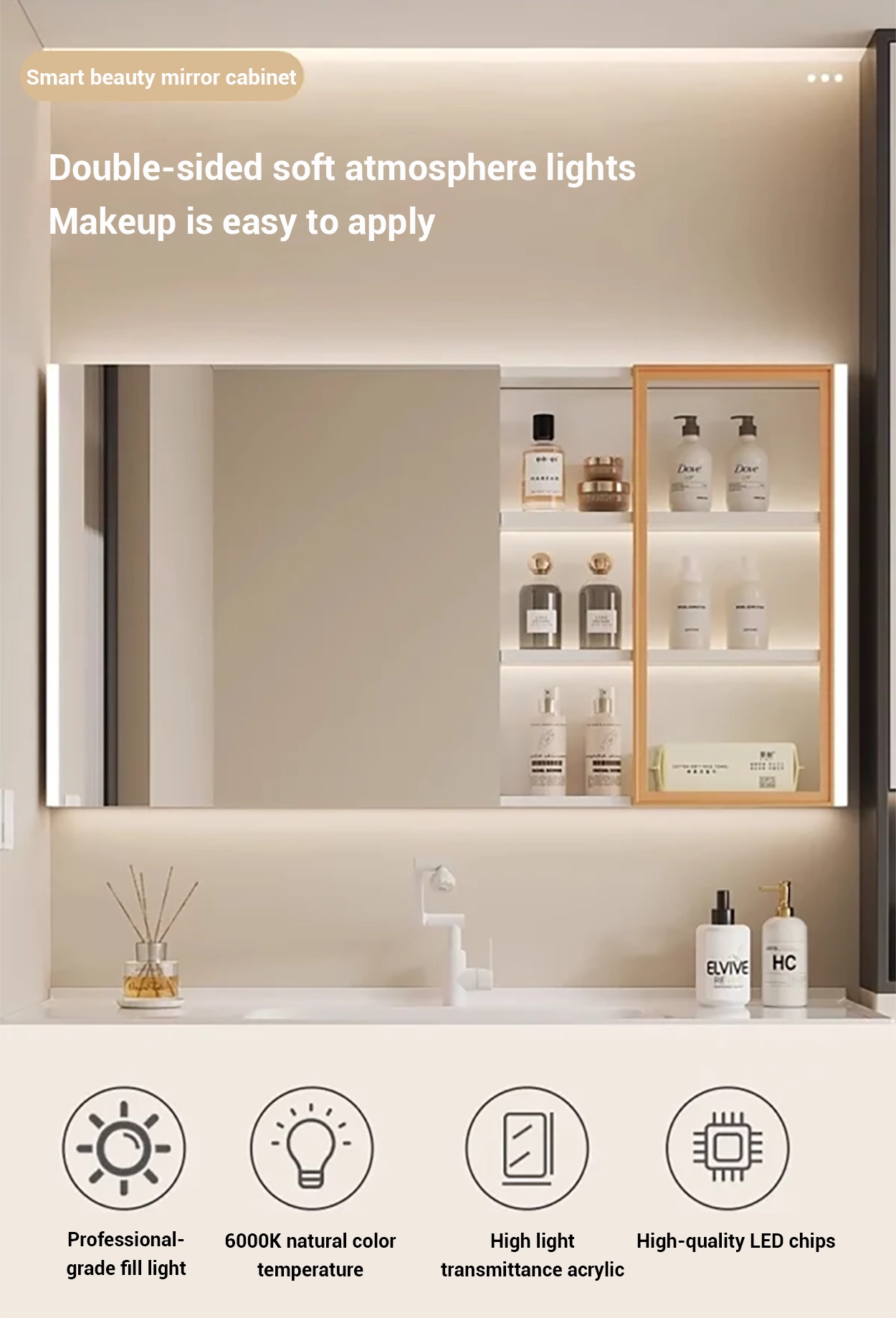 Professional-grade fill light with a natural 6000K color temperature.