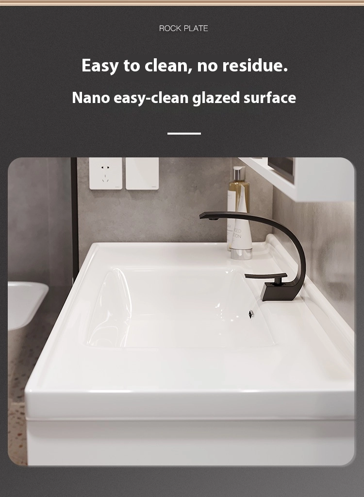 Integrated Ceramic Basin: - One-piece design - Four-sided water barrier - Nano-glazed surface - Easy-clean technology - Stain-resistant finish
