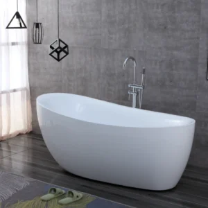 Modern OMQ-91725 Freestanding Acrylic Bath Tub Spacious Interior Comfort Curve Backrest for Full-Body Relaxation