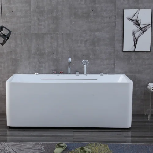 OMQ-91760 Double Ended Massage Bathtub Elegant Design with Powerful Jet System and Anti Slip Base
