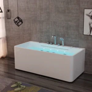 Green Light OMQ-91760 Freestanding Massage Bathtub Elegant Design with Powerful Jet System and Anti Slip Base