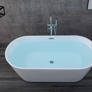 Acylic OMQ-91726 Luxury White Freestanding Soaking Bathtub Durable Acrylic Deep Tub for Bathroom Remodeling