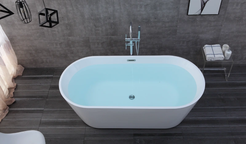 Acylic OMQ-91726 Luxury White Freestanding Soaking Bathtub Durable Acrylic Deep Tub for Bathroom Remodeling