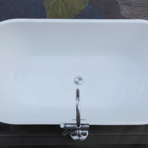 Basic Tub OMQ-91726 Luxury White Freestanding Soaking Bathtub Durable Acrylic Deep Tub for Bathroom Remodeling