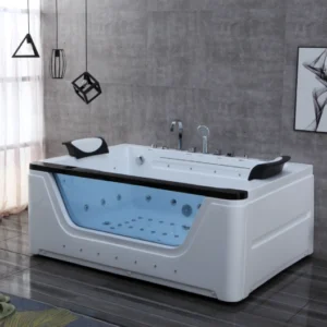 Left Side OMQ-91735 Indoor Spa Whirlpool Bathtub with Thermostatic Control Hydro Jets and Built in Ozone Sterilization