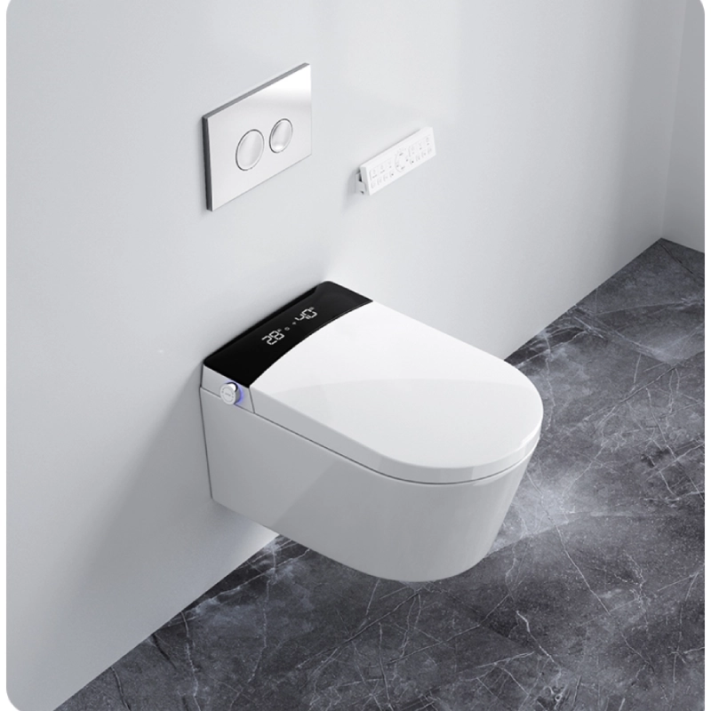Compact Wall-Hung Smart Toilet with Built-In Tank and Auto Open-Close