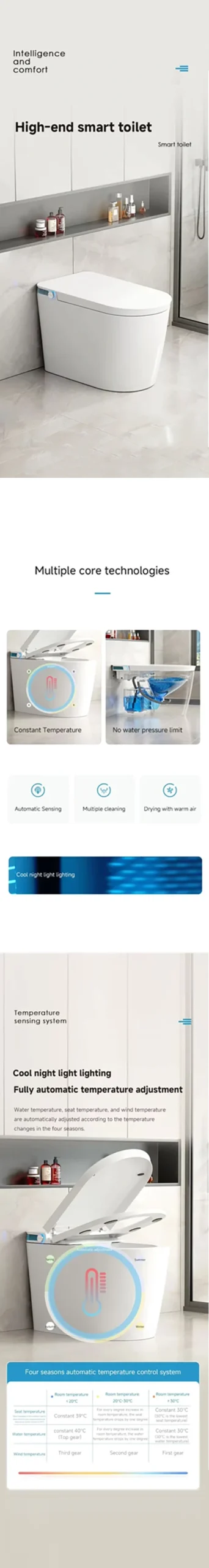 067 Intelligent One-Piece Toilet with Auto Open Lid and Warm Air Dryer 3