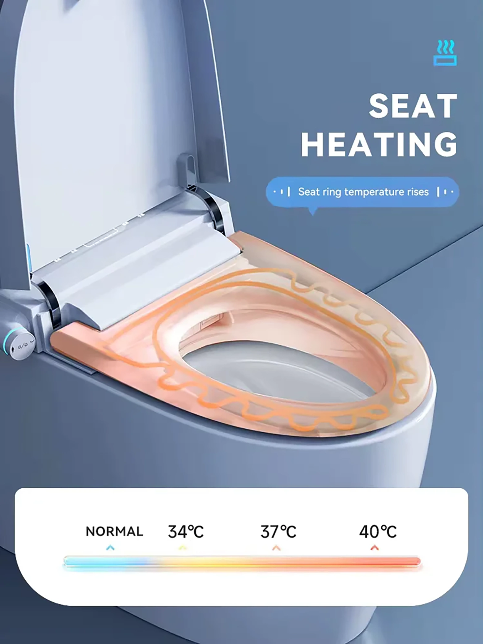 090 Smart Toilet with Remote Control, Heated Seat, and Night Light Function 3