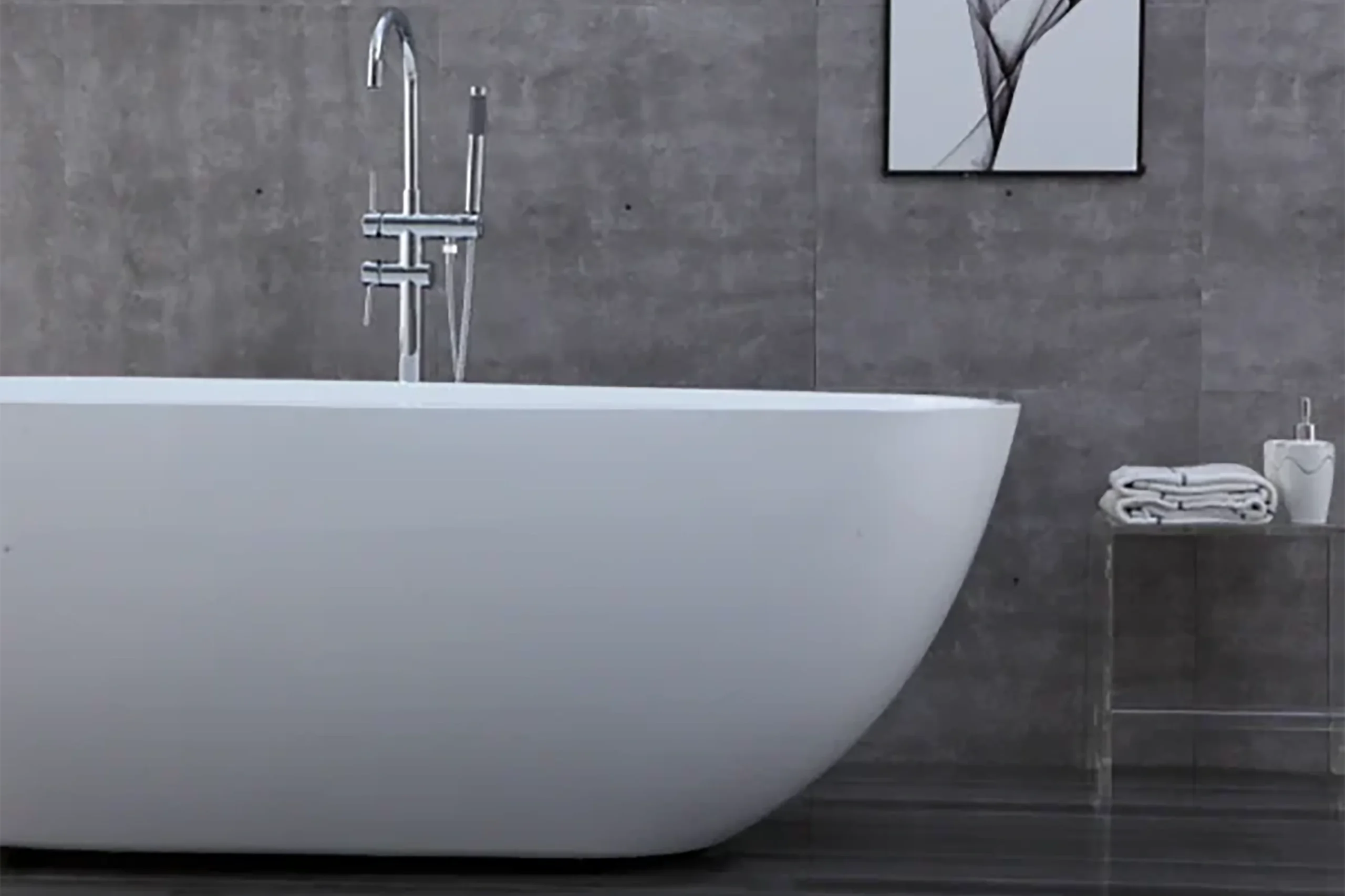 OMQ-91724 Classic Freestanding Soaking Bathtub Sleek White Acrylic Easy to Maintain and Install 3