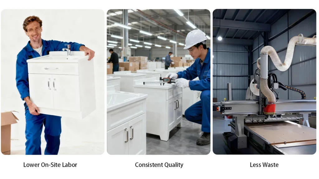 For larger projects, purchasing a complete, pre-assembled bathroom vanity can be more cost-effective than assembling it yourself.