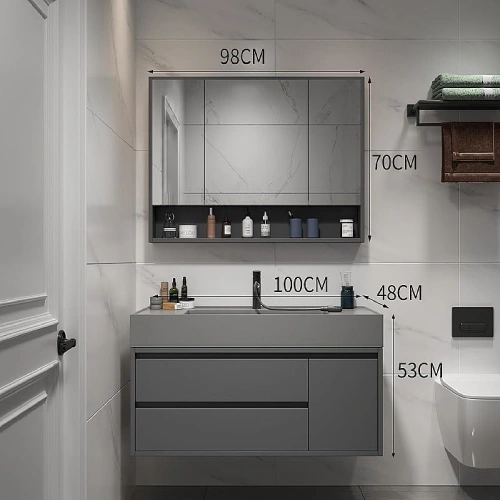 Size 2023B-90 Waterproof Plywood Floating Bathroom Vanity Mirror Cabinet for Small Apartment Size 2023B-90 Waterproof Plywood Floating Bathroom Vanity Mirror Cabinet for Small Apartment