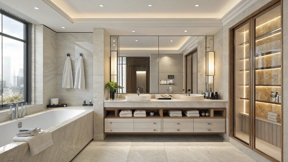 Minimalist bathroom vanity for hotel