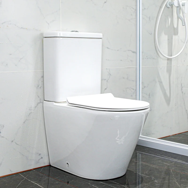 WP-8057 Polished White Two-Piece Washdown Bathroom Toilet